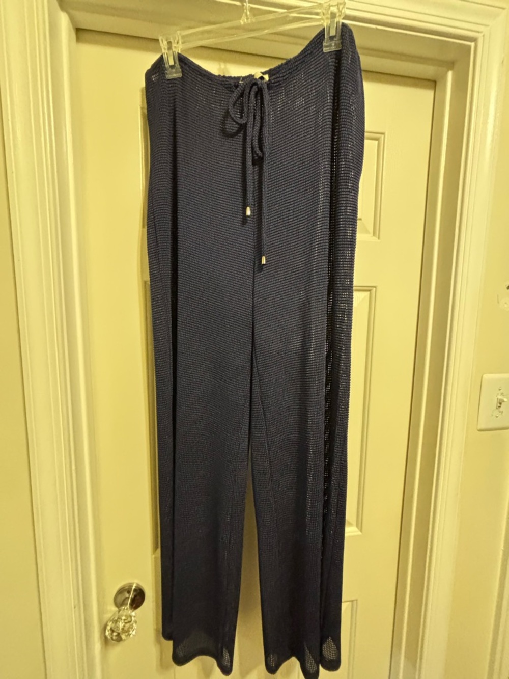 Women's Navy Blue Drawstring Mesh Swim Coverup Pants (Tall)